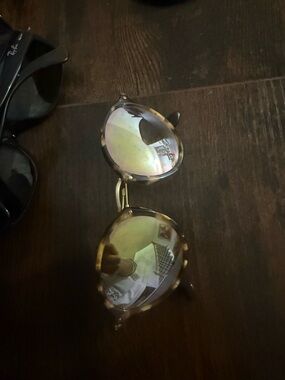 Ray-Ban Tortoise Frame Sunglasses with Gold-Tinted Lenses